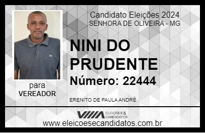 Candidato NINI DO PRUDENTE 2024 - SENHORA DE OLIVEIRA - Eleições