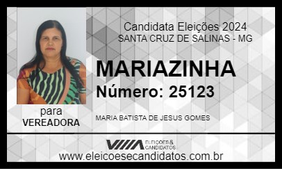 Candidato MARIAZINHA 2024 - SANTA CRUZ DE SALINAS - Eleições