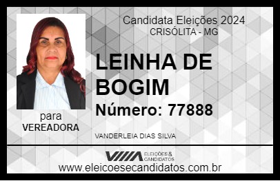 Candidato LEINHA DE BOGIM 2024 - CRISÓLITA - Eleições