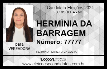 Candidato HERMÍNIA DA BARRAGEM 2024 - CRISÓLITA - Eleições