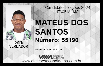 Candidato MATEUS DOS SANTOS 2024 - ITAOBIM - Eleições