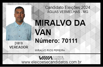 Candidato MIRALVO DA VAN 2024 - ÁGUAS VERMELHAS - Eleições