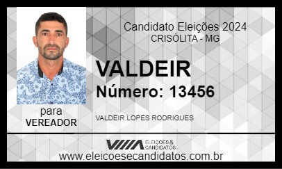 Candidato VALDETO 2024 - CRISÓLITA - Eleições