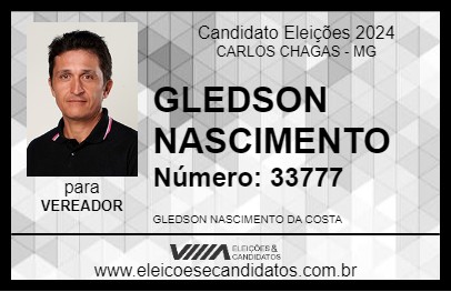 Candidato GLEDSON NASCIMENTO 2024 - CARLOS CHAGAS - Eleições