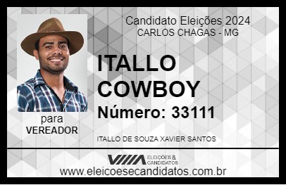 Candidato ITALLO COWBOY 2024 - CARLOS CHAGAS - Eleições