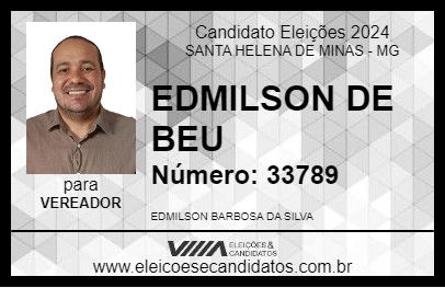 Candidato EDMILSON DE BEU 2024 - SANTA HELENA DE MINAS - Eleições