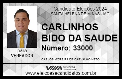 Candidato CARLINHOS BIDO DA SAUDE 2024 - SANTA HELENA DE MINAS - Eleições