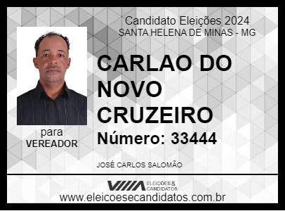 Candidato CARLAO DO NOVO CRUZEIRO 2024 - SANTA HELENA DE MINAS - Eleições