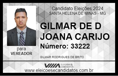 Candidato GILMAR DE D JOANA CARIJO 2024 - SANTA HELENA DE MINAS - Eleições