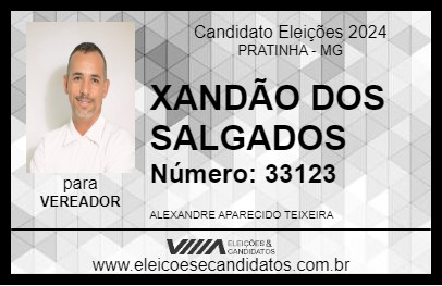 Candidato XANDÃO DOS SALGADOS 2024 - PRATINHA - Eleições