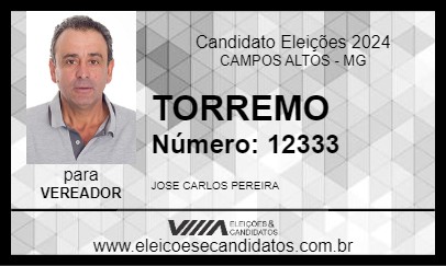 Candidato TORREMO 2024 - CAMPOS ALTOS - Eleições