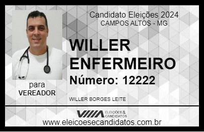 Candidato WILLER ENFERMEIRO 2024 - CAMPOS ALTOS - Eleições