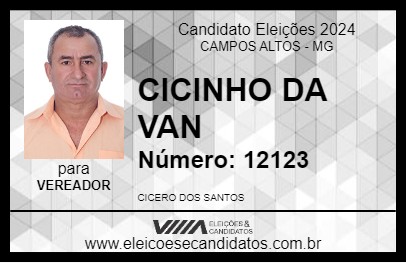 Candidato CICINHO DA VAN 2024 - CAMPOS ALTOS - Eleições