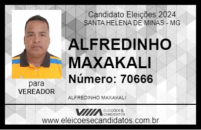 Candidato ALFREDINHO MAXAKALI 2024 - SANTA HELENA DE MINAS - Eleições