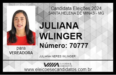 Candidato JULIANA WLINGER 2024 - SANTA HELENA DE MINAS - Eleições