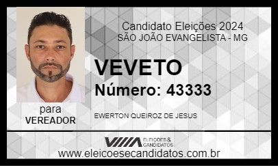 Candidato VEVETO 2024 - SÃO JOÃO EVANGELISTA - Eleições