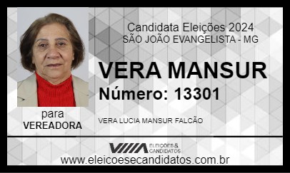 Candidato VERA MANSUR 2024 - SÃO JOÃO EVANGELISTA - Eleições