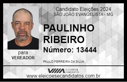 Candidato PAULINHO RIBEIRO 2024 - SÃO JOÃO EVANGELISTA - Eleições