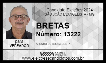 Candidato BRETAS 2024 - SÃO JOÃO EVANGELISTA - Eleições