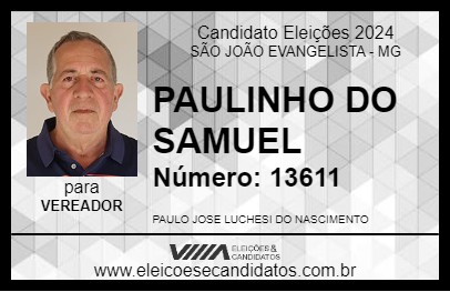 Candidato PAULINHO DO SAMUEL 2024 - SÃO JOÃO EVANGELISTA - Eleições