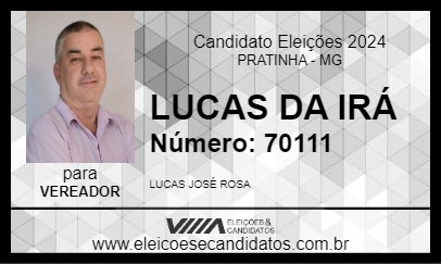 Candidato LUCAS DA IRÁ 2024 - PRATINHA - Eleições