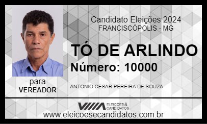 Candidato TÓ DE ARLINDO 2024 - FRANCISCÓPOLIS - Eleições