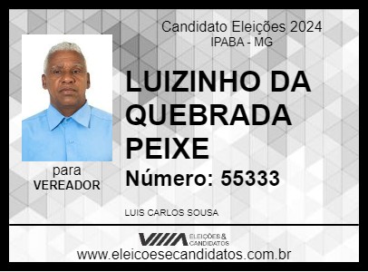 Candidato LUIZINHO DA QUEBRADA PEIXE 2024 - IPABA - Eleições