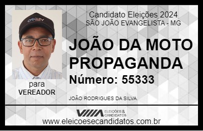 Candidato JOÃO DA MOTO PROPAGANDA 2024 - SÃO JOÃO EVANGELISTA - Eleições