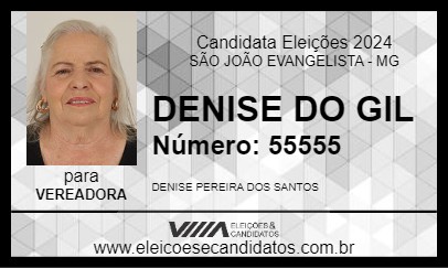 Candidato DENISE DO GIL 2024 - SÃO JOÃO EVANGELISTA - Eleições