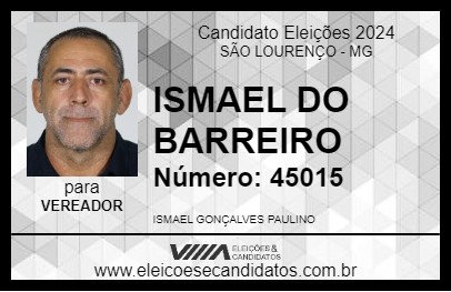 Candidato ISMAEL DO BARREIRO 2024 - SÃO LOURENÇO - Eleições