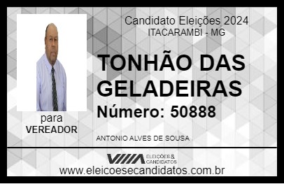 Candidato TONHÃO DAS GELADEIRAS 2024 - ITACARAMBI - Eleições