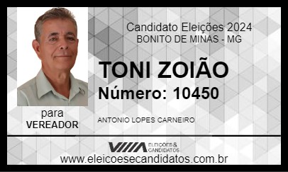 Candidato TONI ZOIÃO 2024 - BONITO DE MINAS - Eleições