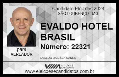 Candidato EVALDO HOTEL BRASIL 2024 - SÃO LOURENÇO - Eleições