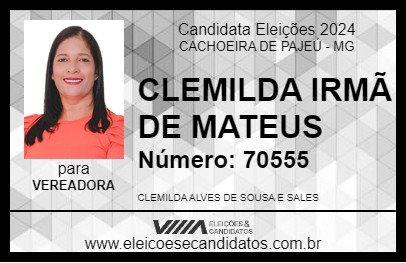 Candidato CLEMILDA IRMÃ DE MATEUS 2024 - CACHOEIRA DE PAJEÚ - Eleições