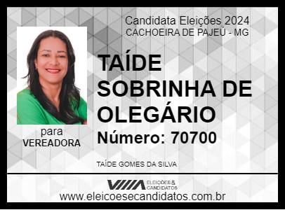 Candidato TAÍDE SOBRINHA DE OLEGÁRIO 2024 - CACHOEIRA DE PAJEÚ - Eleições