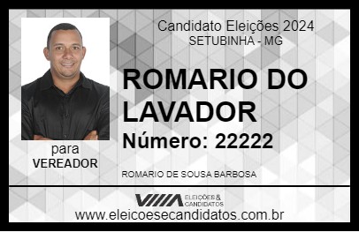 Candidato ROMÁRIO DO LAVADOR 2024 - SETUBINHA - Eleições