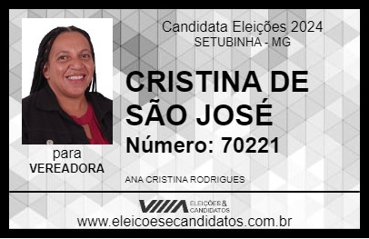 Candidato CRISTINA DE SÃO JOSÉ 2024 - SETUBINHA - Eleições