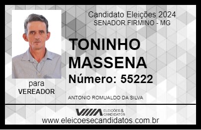 Candidato TONINHO MASSENA 2024 - SENADOR FIRMINO - Eleições