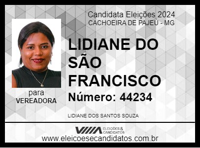 Candidato LIDIANE DO SÃO FRANCISCO 2024 - CACHOEIRA DE PAJEÚ - Eleições