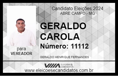 Candidato GERALDO CAROLA 2024 - ABRE CAMPO - Eleições