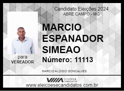 Candidato MARCIO ESPANADOR SIMEAO 2024 - ABRE CAMPO - Eleições