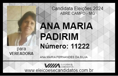 Candidato ANA MARIA PADIRIM 2024 - ABRE CAMPO - Eleições