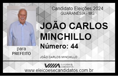 Candidato JOÃO CARLOS MINCHILLO 2024 - GUARANÉSIA - Eleições