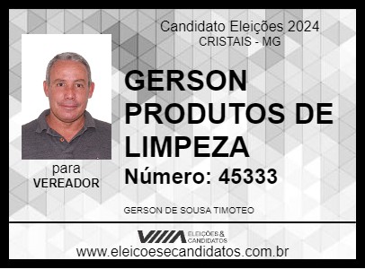 Candidato GERSON PRODUTOS DE LIMPEZA 2024 - CRISTAIS - Eleições