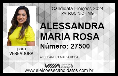 Candidato ALESSANDRA MARIA ROSA 2024 - PATROCÍNIO - Eleições