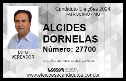 Candidato ALCIDES DORNELAS 2024 - PATROCÍNIO - Eleições