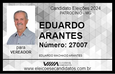 Candidato EDUARDO ARANTES 2024 - PATROCÍNIO - Eleições