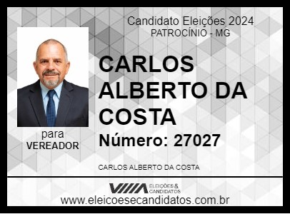 Candidato CARLOS ALBERTO DA COSTA 2024 - PATROCÍNIO - Eleições