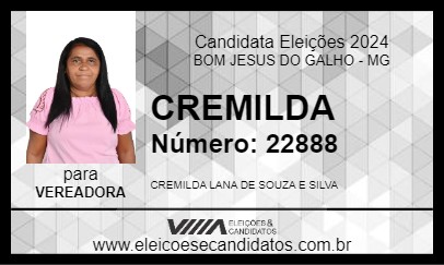 Candidato CREMILDA 2024 - BOM JESUS DO GALHO - Eleições