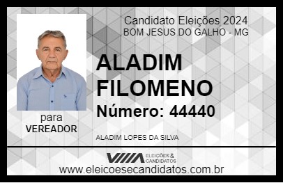 Candidato ALADIM FILOMENO 2024 - BOM JESUS DO GALHO - Eleições